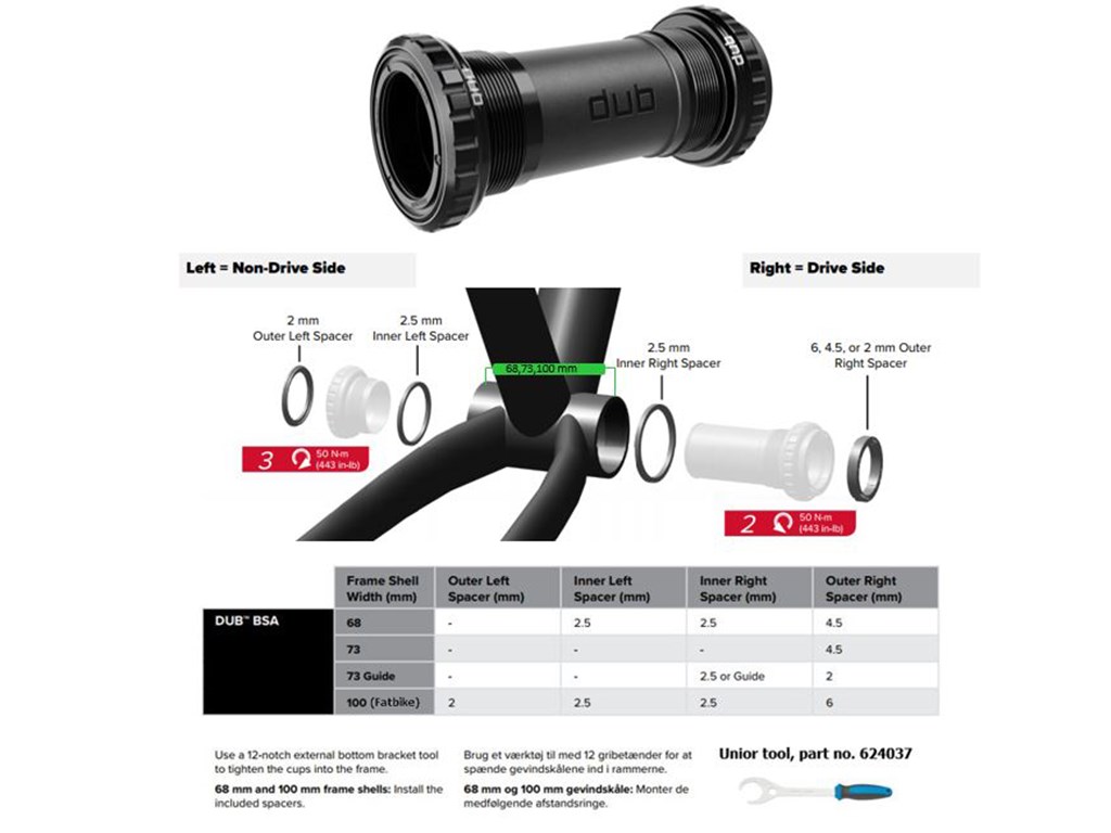 SRAM Bottom bracket DUB English/BSA 68/73 mm, keski