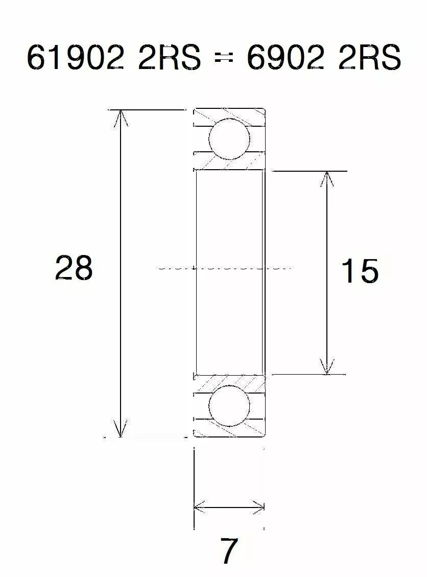Black Bearing laakeri 61902 2RS 6902 2RS, 15X28X7MM