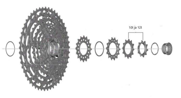 Shimano sprocket wheel 10t and 12t, takapakan irtorattaat